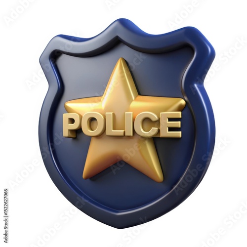 3d render of a police badge with gold star