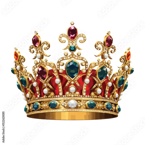 Royal Jeweled Crown Icon Vector Illustration for Luxury Designs
