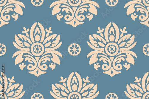 Motifs Ikat floral paisley embroidery background.geometric ethnic oriental pattern traditional.Aztec-style abstract vector illustration. Design for texture, fabric, clothing, wrapping, decoration