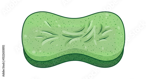 Wrinkled cleaning sponge green kitchen sponge cleaning tool for dishwashing and household cleaning vector illustration on a transparent background
