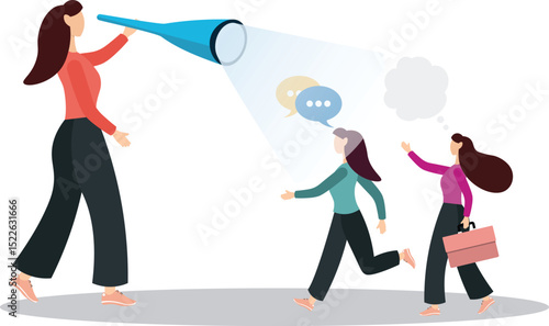 Good listener boss, listen and accept all opinion, suggestion or customer feedback concept.flat character life .