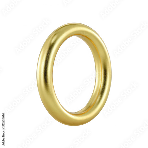 Shiny golden 3D ring with a smooth surface, isolated on a white background for graphic design or jewelry concepts.