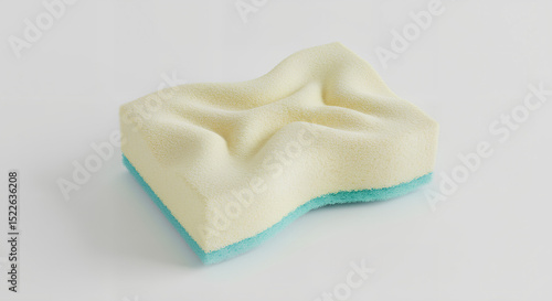 Wrinkled cleaning sponge cleaning sponge for kitchen and bathroom use on white background for product photography needs