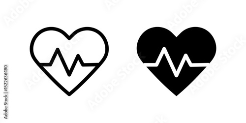 Heart icon. Pulse line inside heart symbol sign. Medical monitoring, health check, and cardiology care pictogram. Heartbeat and wellness illustration. Hospital and life support icon.