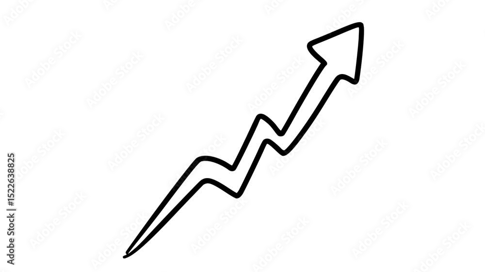 Animation Hand-Drawn Black and White Rising Arrow with Business Growth Chart Doodle Illustration Animation Hand-Drawn Black and White Rising Arrow with Business Growth Chart Doodle Illustration