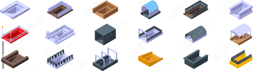 custom made wallpaper toronto digitalUnderpass icons set. Collection of underground passage entrances and exits, featuring various designs with stairs, railings, and coverings