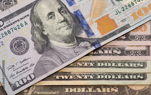 images of banknotes from various countries. photos of american dollars.