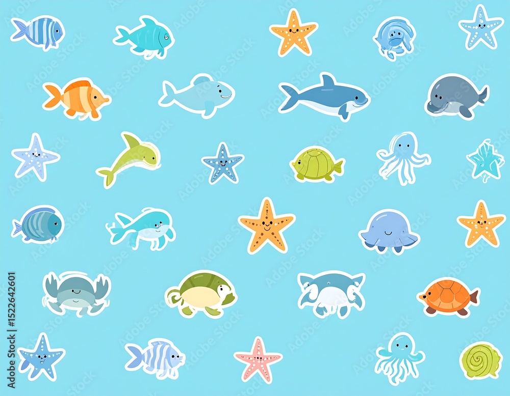 Obraz premium Cute underwater creatures