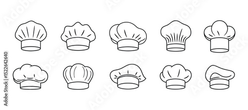 Set of diverse hand-drawn chef hats, perfect for culinary and restaurant designs. and others use