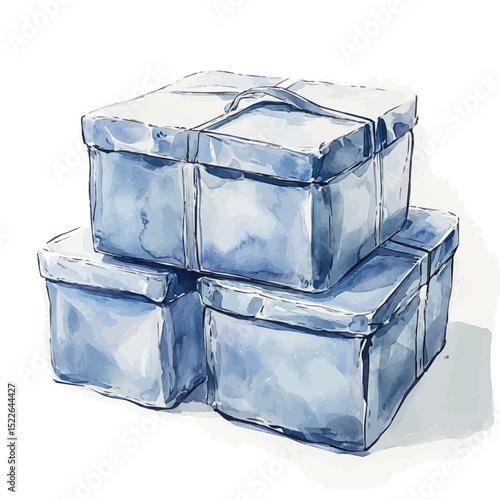 Packing Cubes, watercolor painting vector, high quality, isolated on a white background.