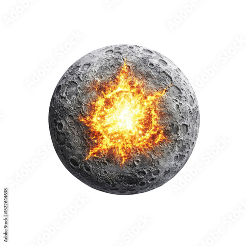 Wallpaper Mural Fiery Impact on Lunar Surface Dramatic 3D Render of Meteorite Collision Torontodigital.ca