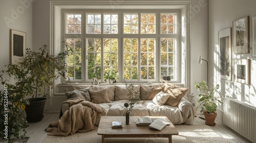 Cozy living room with a large window