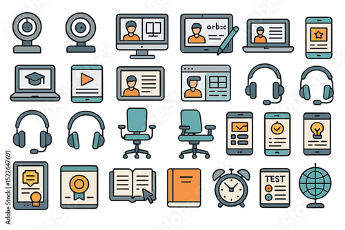 Educational technology tools used for online learning and virtual classrooms in a modern setup