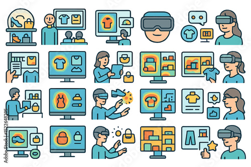 Virtual reality experiences in retail shopping showcasing interactive technology for customers in a modern environment