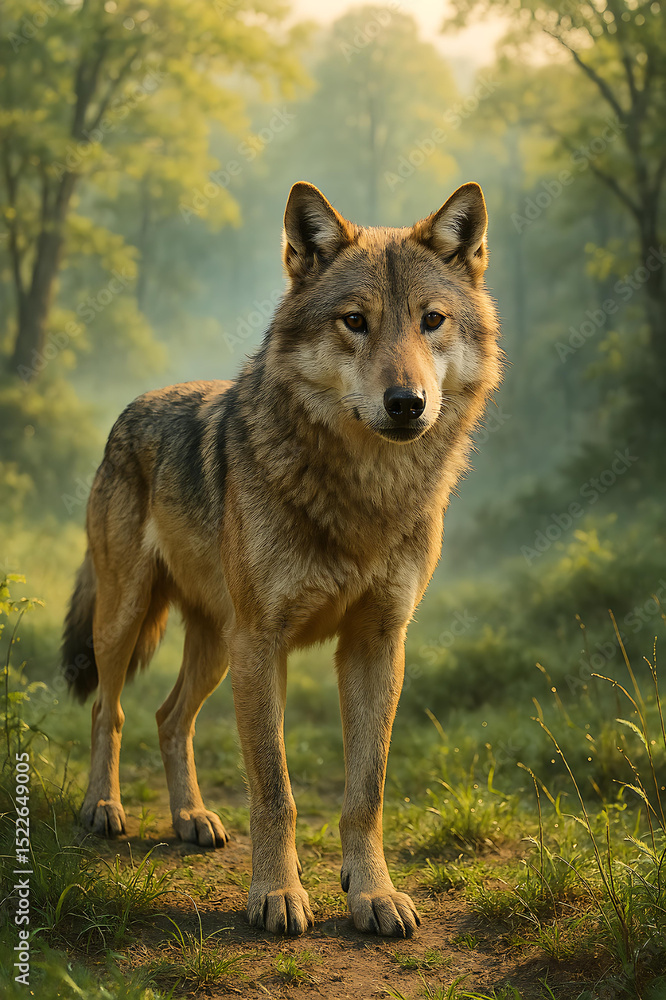 Fototapeta premium EXTINCT ANIMALS: HONSHU WOLF OR JAPANESE WOLF 