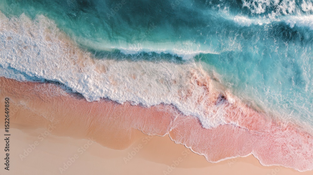 Fototapeta premium Aerial beach waves colorful landscape