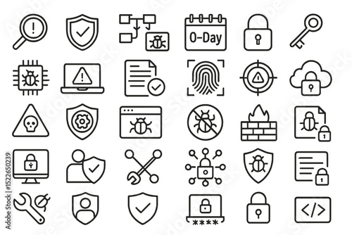 Collection of cybersecurity icons representing various digital safety concepts