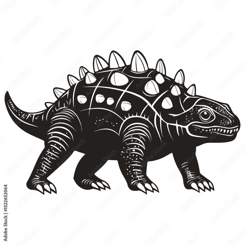 Fototapeta premium ankylosaur, ancient animal, vector, transparent background, creature, ankylosaurus, animal, dinosaur, isolated, dino, nature, wildlife, wild, prehistoric, jurassic, big, ancient
