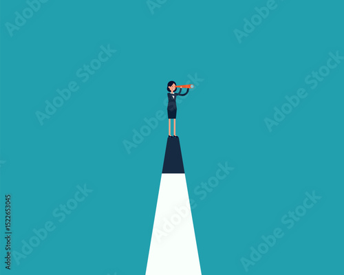 Vision. Businessman and telescope, symbol leadership