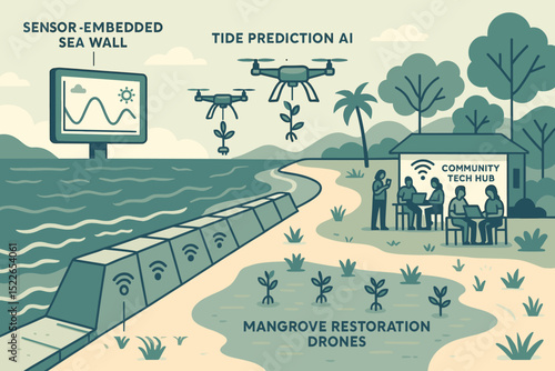 Innovative coastal management combines sensor technology and AI for mangrove restoration efforts near local community tech hub