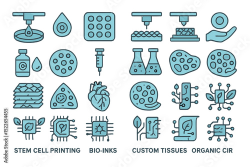 Innovative techniques in medical technology featuring stem cell printing and bio-inks for creating custom tissues