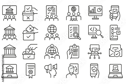 Voting and civic engagement icons illustrating democratic processes in a contemporary setting