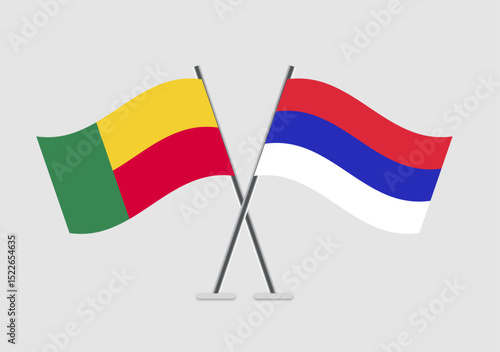Benin and Republika Srpska vector flags with minimal patriotic graphics
