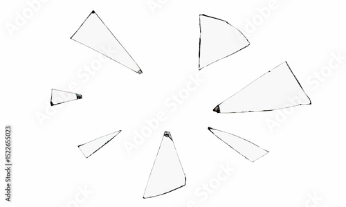 shards of broken glass on white background