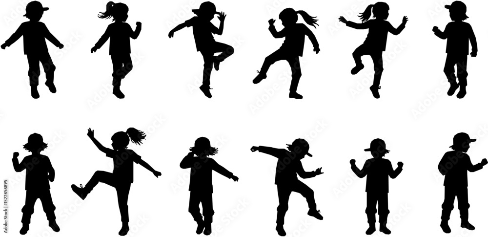 custom made wallpaper toronto digitalChildren dancing street dance silhouette vector illustration. Hip hop, break dance, juzz funk, rap, freestyle