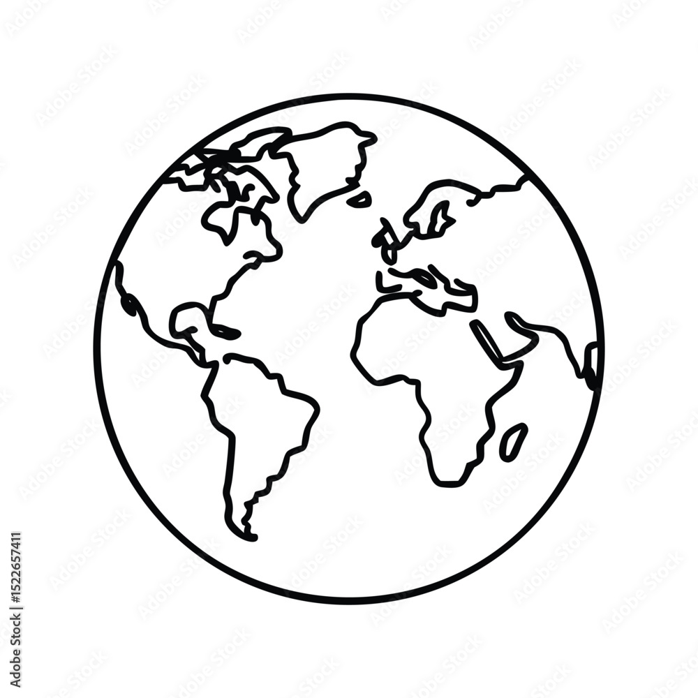 World map icon vector illustration. Classic geography symbol for global, earth, continents, travel, navigation, location, or cartography design World map icon vector illustration. Classic geography symbol for global, earth, continents, travel, navigation, location, or cartography design