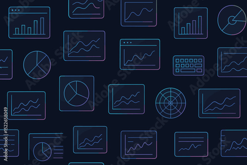 Visual representation of data metrics and analytics charts on a dark background showcasing trends and insights
