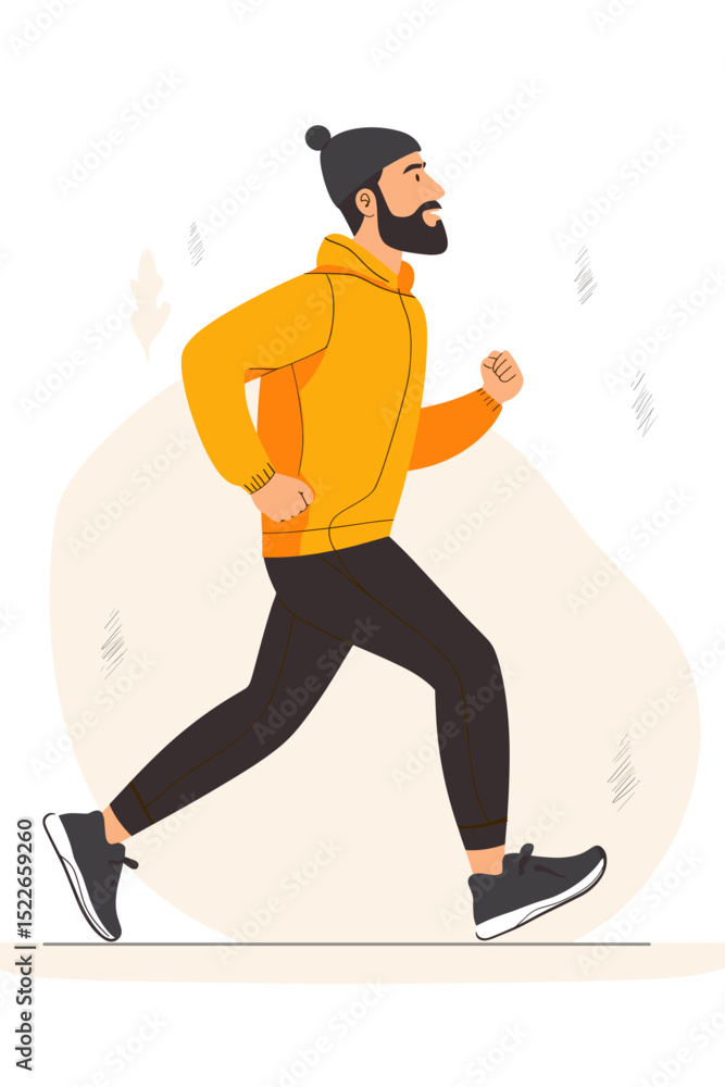 Obraz premium Energetic Man Running in Bright Sports Outfit