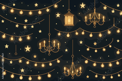 Glistening lights and elegant chandeliers create a magical atmosphere for celebrations and gatherings