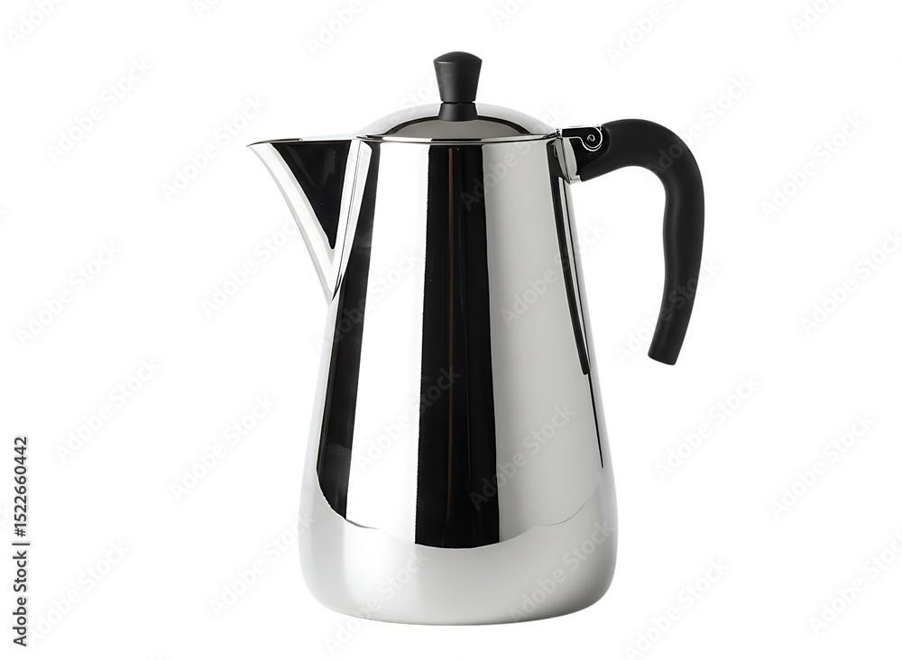 Obraz premium Stainless steel coffee percolator isolated on transparent background