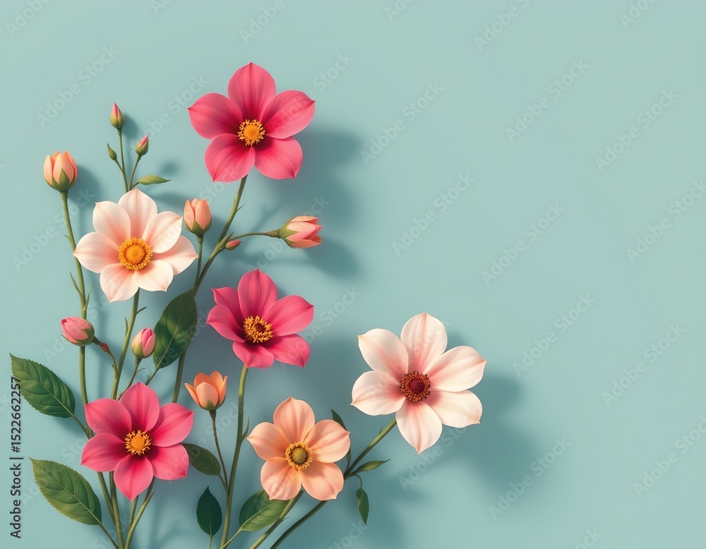 modern flat with subtle gradients highlighting shadows of flowers. modern flat with subtle gradients highlighting shadows of flowers.