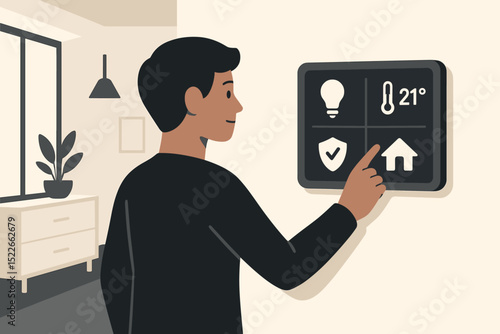 Controlling smart home features with a touch screen device in a modern living space