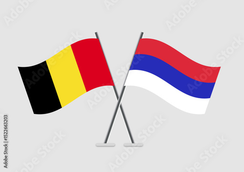Belgium and Republika Srpska vector flags with minimal patriotic graphics