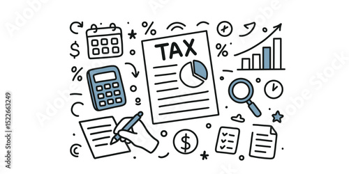 documents, declarations and payments,  taxation system – visual set