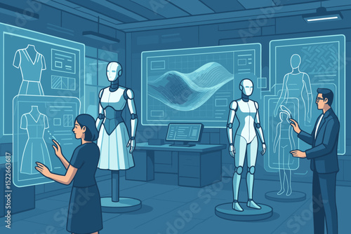 Exploring advanced fashion technology with design prototypes in a modern work environment