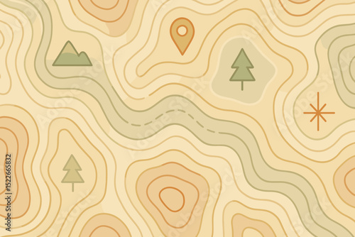 Exploring a topographic map illustrating outdoor features and navigation symbols for adventure enthusiasts