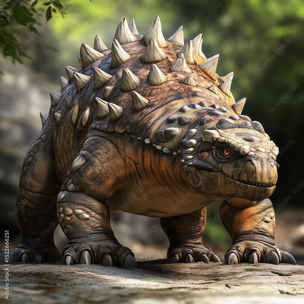 Obraz premium ankylosaur, ancient animals, illustration, background, creatures, dinosaur, isolated, dino, ancient, prehistoric, big, extinct, jurassic, nature
