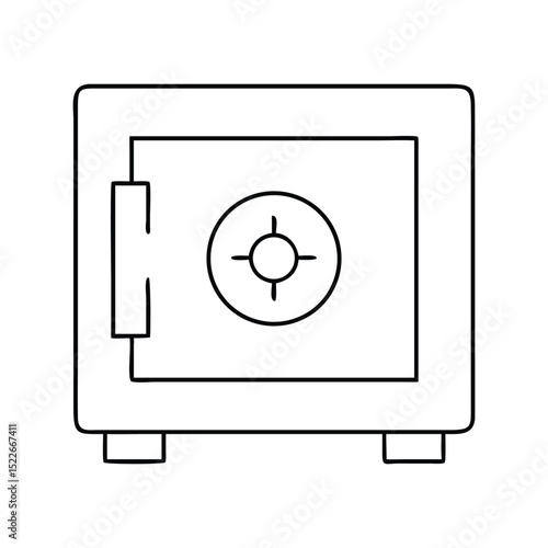 Safe vault icon vector illustration. Classic security symbol for banking, money protection, financial safety, lock, storage, or privacy design