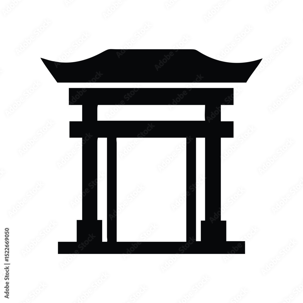 Japanese temple icon vector illustration. Classic cultural symbol for tradition, architecture, history, religion, travel, or heritage design