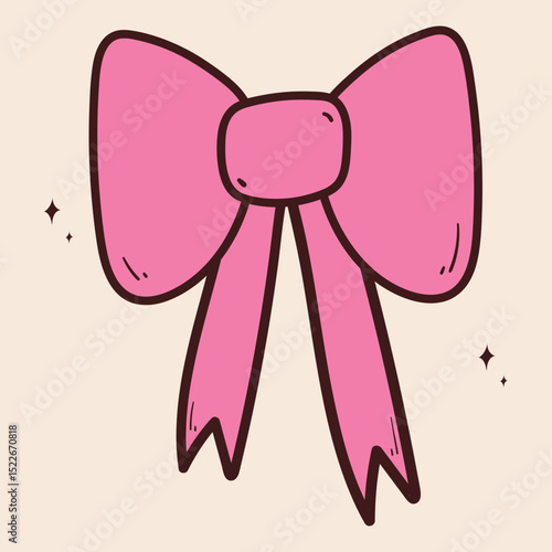 cute hand drawing cartoon pink bow. cute icon drawing for sticker	