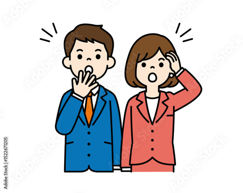 うっかりミスに気付く、ビジネスマンのベクターイラスト素材＿男女セット＿カラー