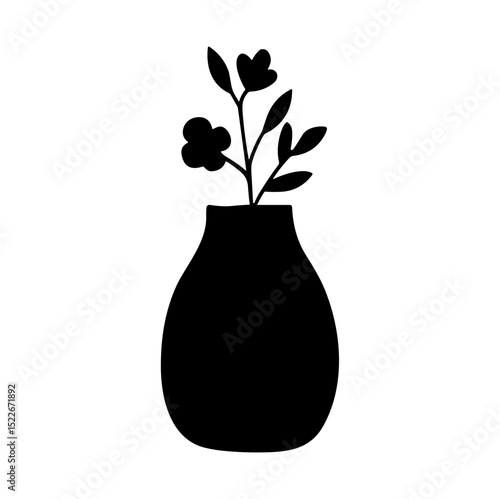Flower in a vase silhouette