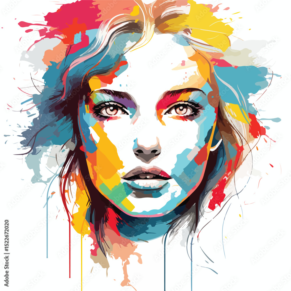 Naklejka premium Professional Vector Illustration of a Woman's Face for Graphic Design Projects