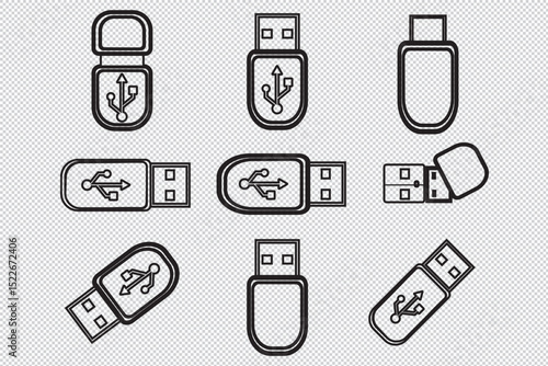 Usb icon vector. Flash disk icon vector usb icon set, flash disk icon set EPS 10