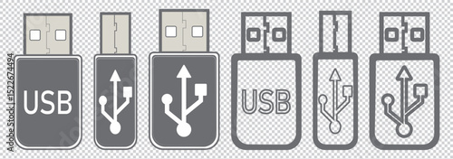 Usb stick icon set, simple vector symbol EPS 10