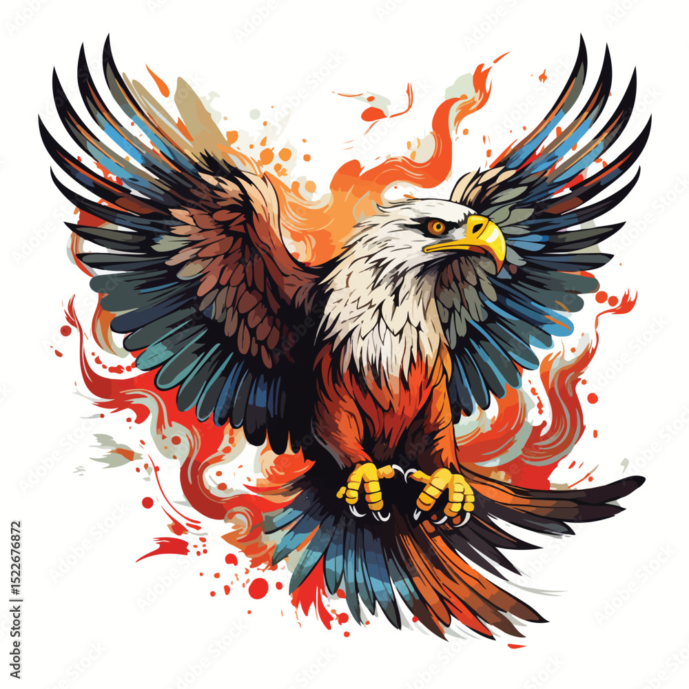 Obraz premium Majestic Eagle with Arrows and Leaves Vector Illustration for Designs